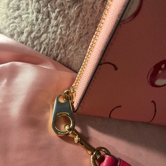 Coach Pink Cherry Wristlet long zip Wallet - Picture 4 of 5